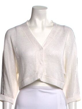 Brunello Cucinelli Cropped Linen & Silk sweater
